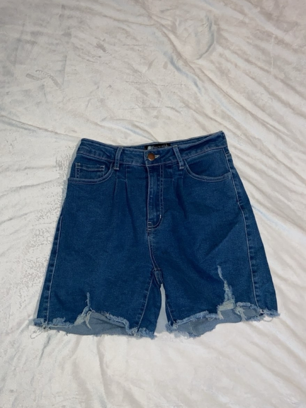 Denim High-Rise Distressed Women’s Shorts - Blue